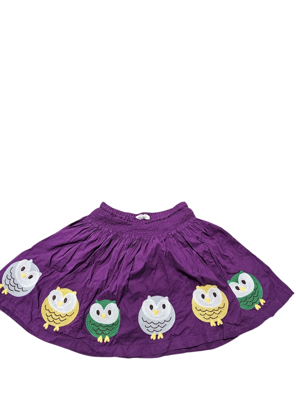 Mini Boden Purple Owl Twirl Skirt applique embroidery 5-6